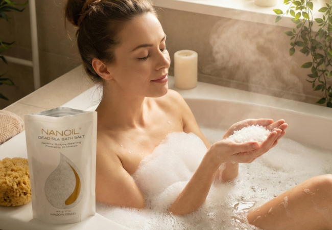 Odnajdź równowagę skóry dzięki soli do kąpieli z Morza Martwego od Nanoil